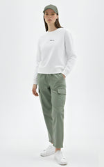 The DROP-OUT Signature Oversized White Crewneck Sweatshirt for Female