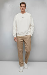 The DROP-OUT Signature Oversized White Crewneck Sweatshirt