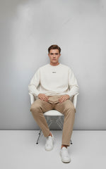 The DROP-OUT Signature Oversized White Crewneck Sweatshirt