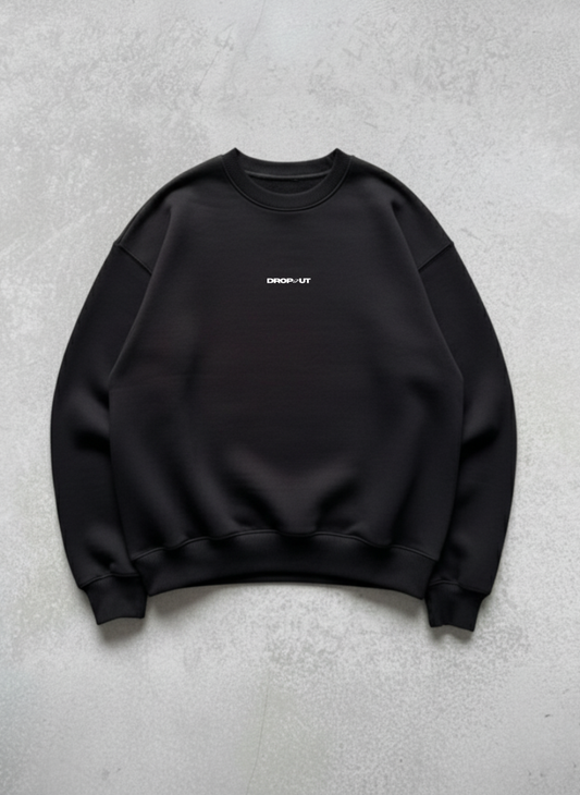 The DROP-OUT Signature Oversized Black Crewneck Sweatshirt for Female