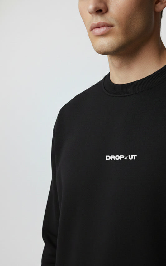 The DROP-OUT Signature Oversized Black Crewneck Sweatshirt for Male