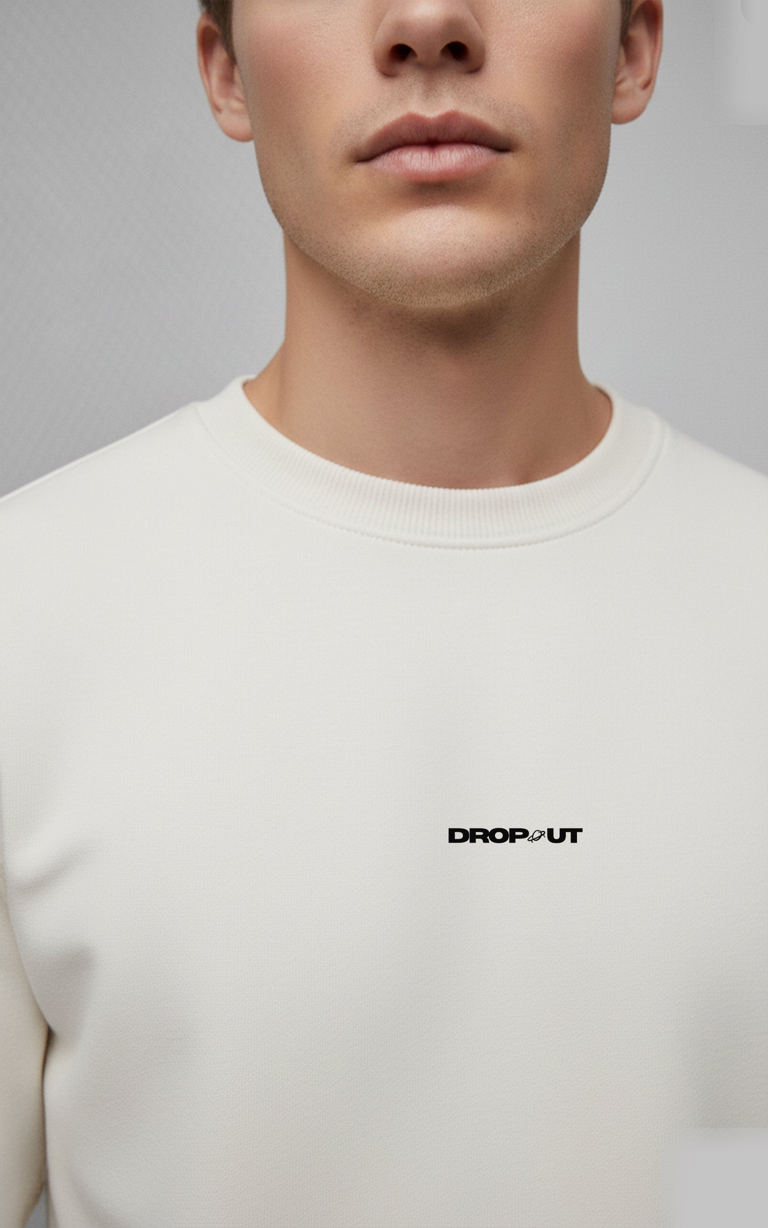The DROP-OUT Signature Oversized White Crewneck Sweatshirt