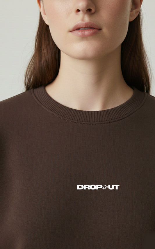 The DROP-OUT Signature Oversized Brown Crewneck Sweatshirt for Female