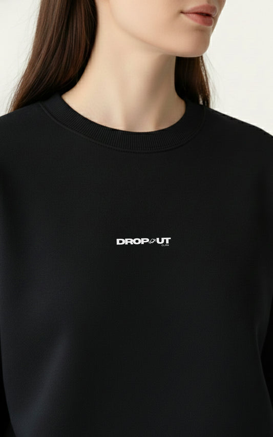 The DROP-OUT Signature Oversized Black Crewneck Sweatshirt for Female