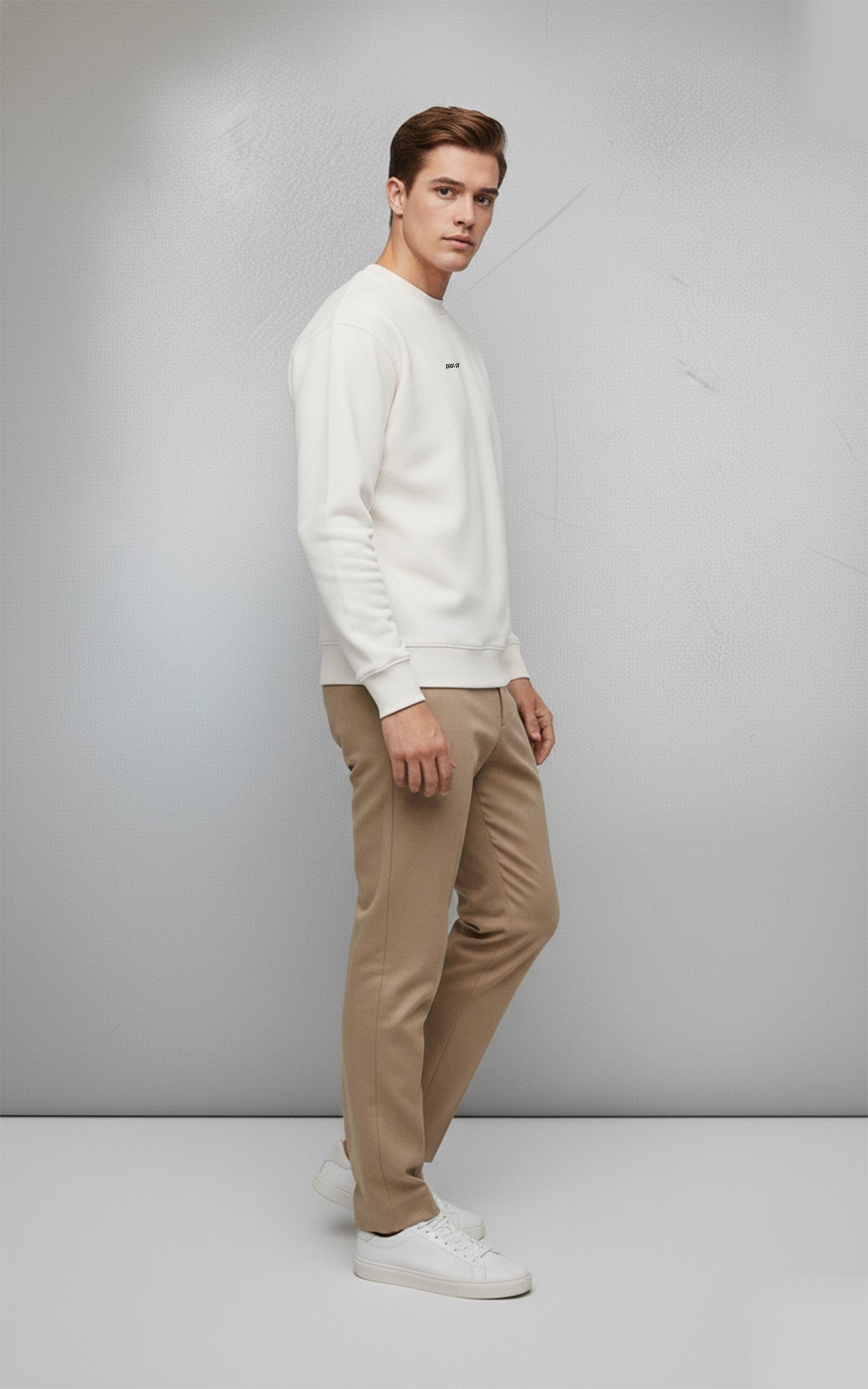 The DROP-OUT Signature Oversized White Crewneck Sweatshirt