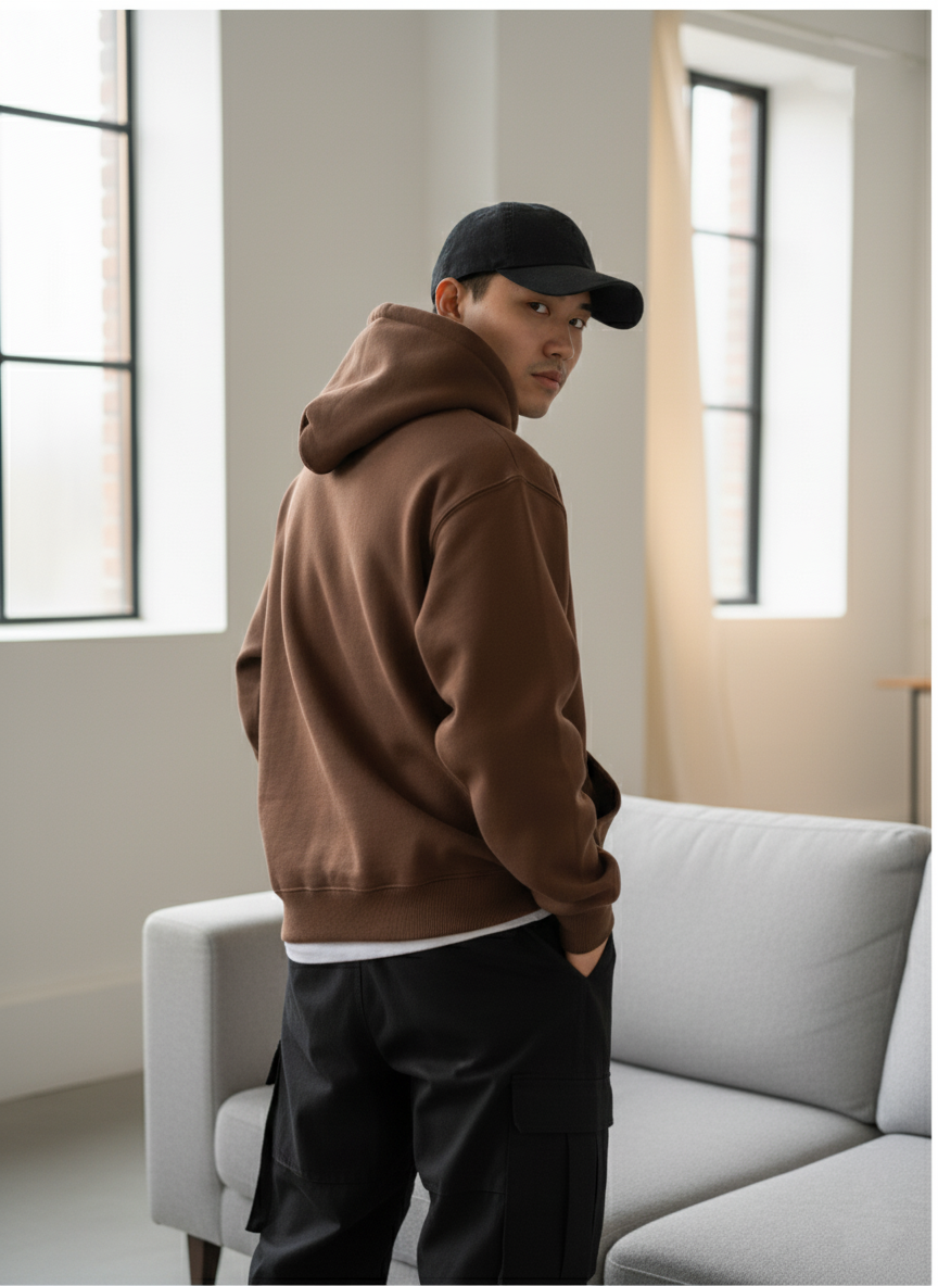 The Essential Brown Oversized Hoodie for Male