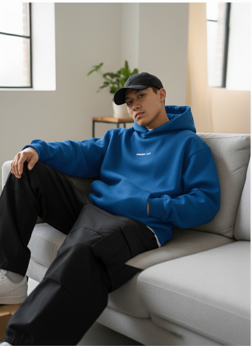 The Essential Royal Blue Oversized Hoodie for Male