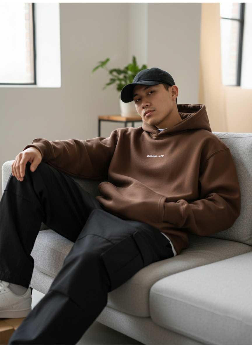The Essential Brown Oversized Hoodie for Male