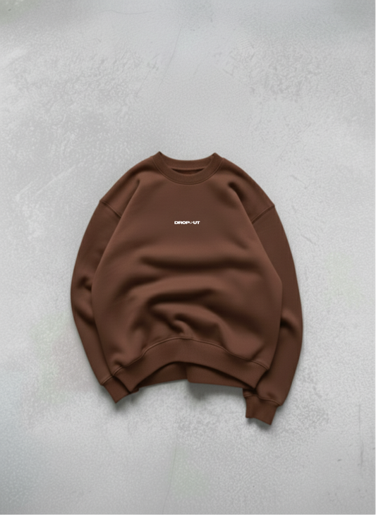 The DROP-OUT Signature Oversized Brown Crewneck Sweatshirt for Female