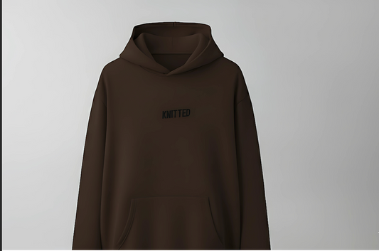 KNITTED The Essential Dark Brown Oversized Hoodie