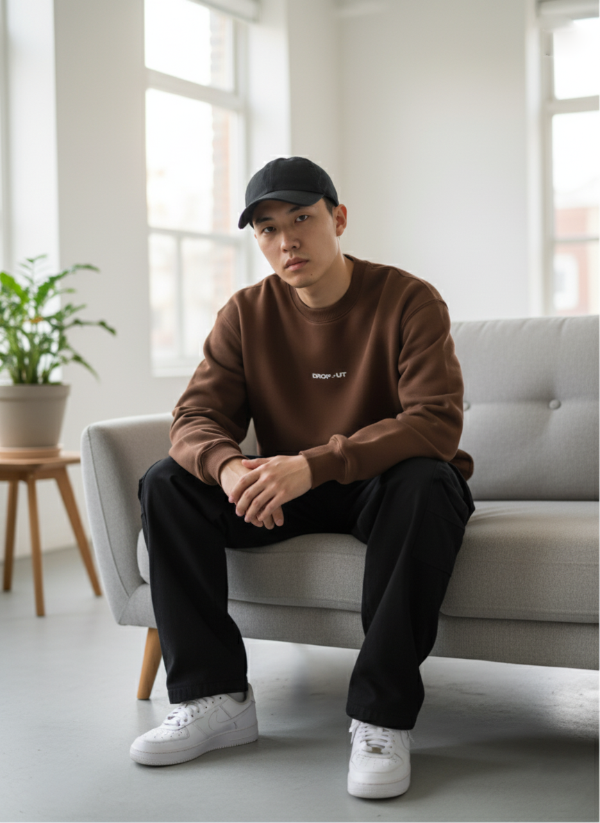 The DROP-OUT Signature Oversized Black Crewneck Sweatshirt