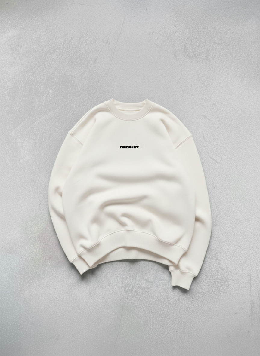 The DROP-OUT Signature Oversized White Crewneck Sweatshirt for Female